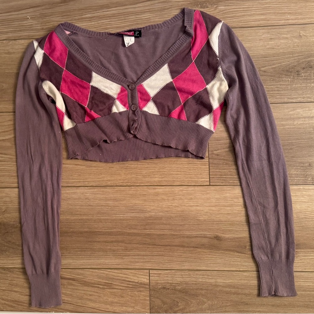 Say What? Argyle cropped sweater